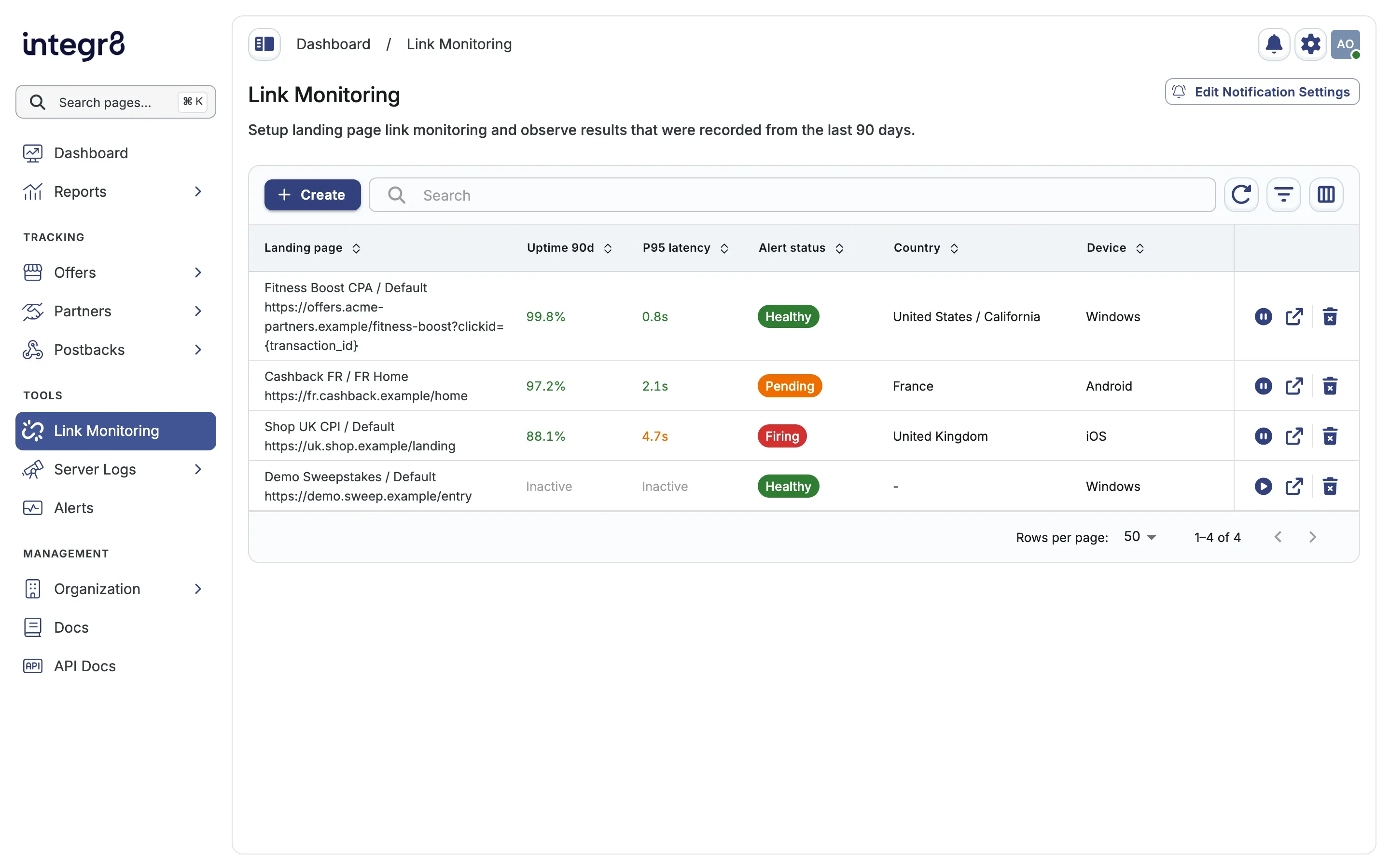 Link Monitoring overview