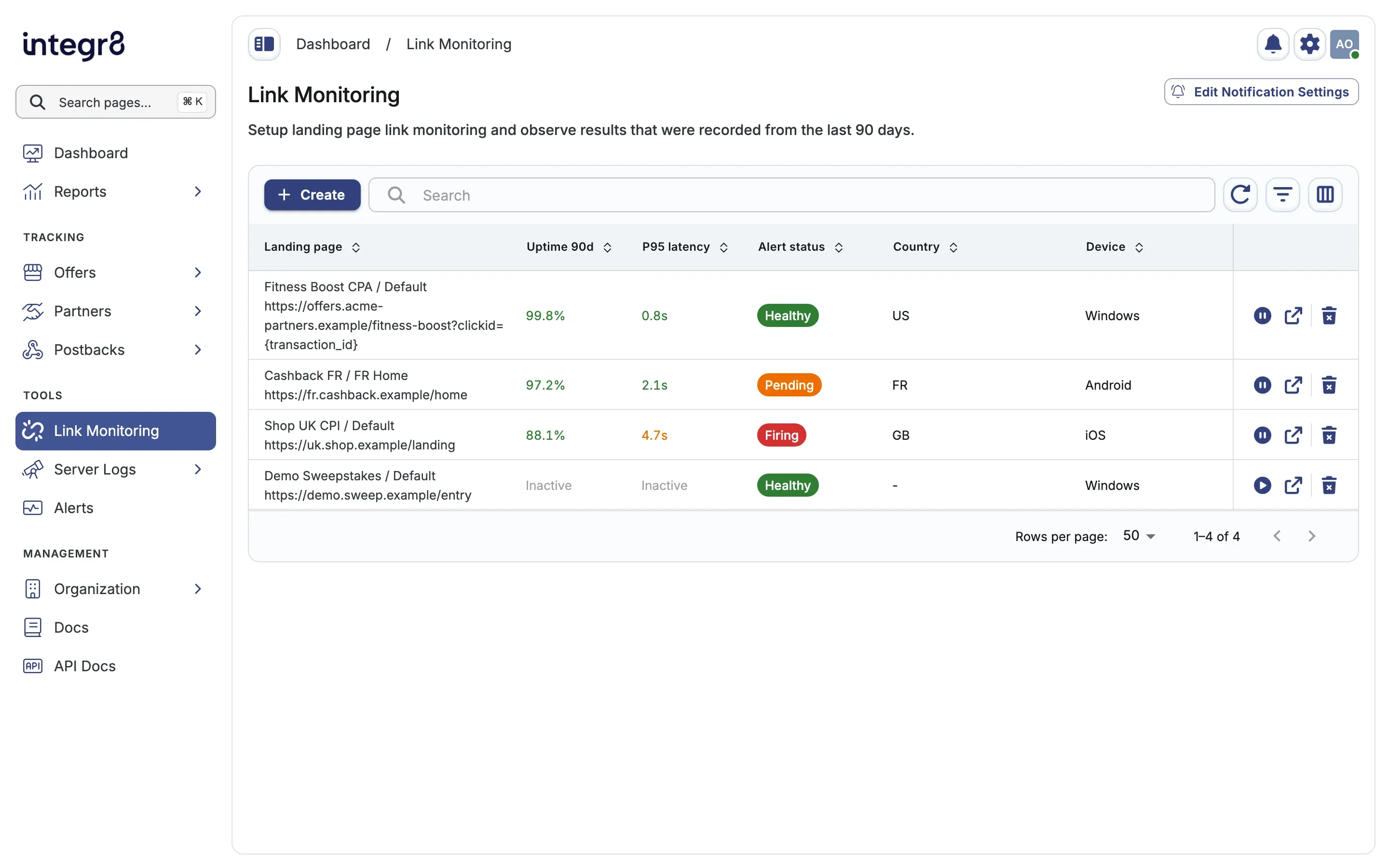 Link Monitoring overview