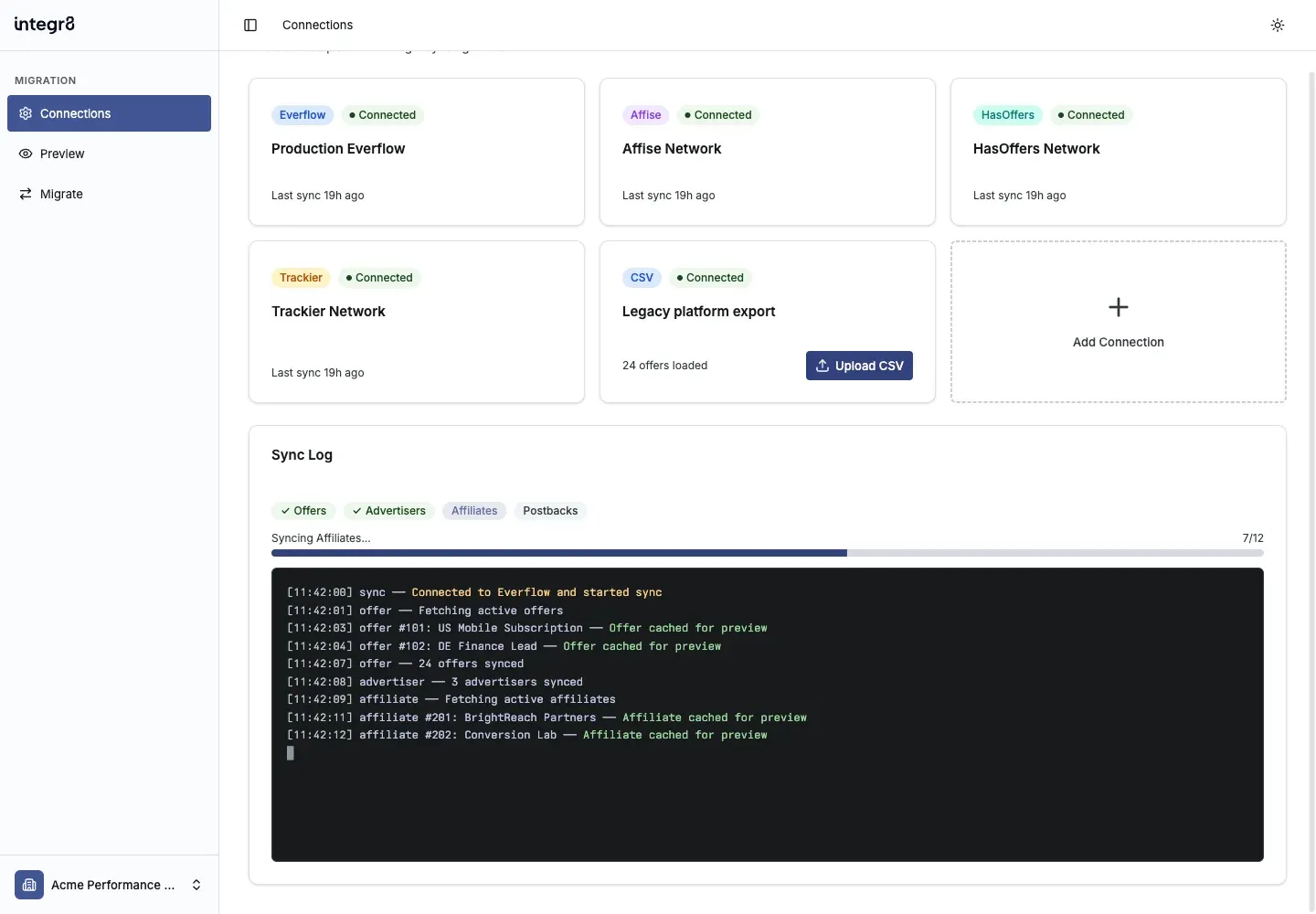 Follow an Everflow sync in the Sync Log