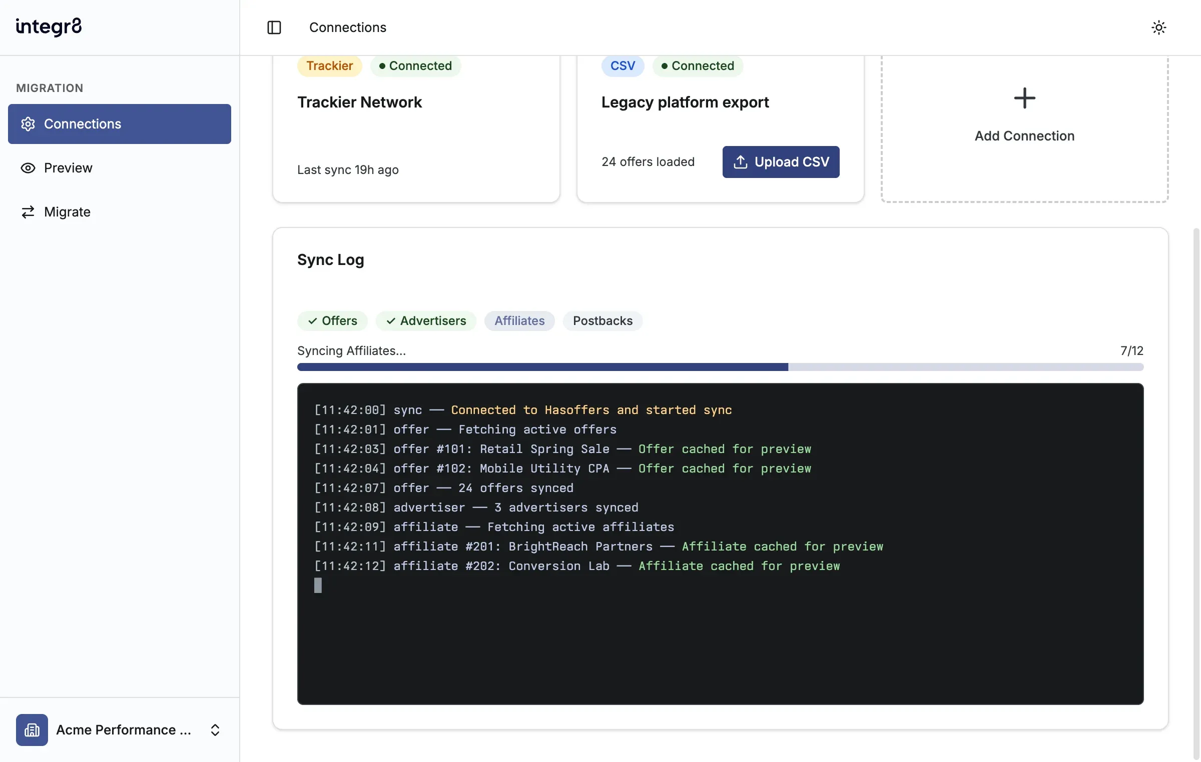Follow a HasOffers sync in the Sync Log