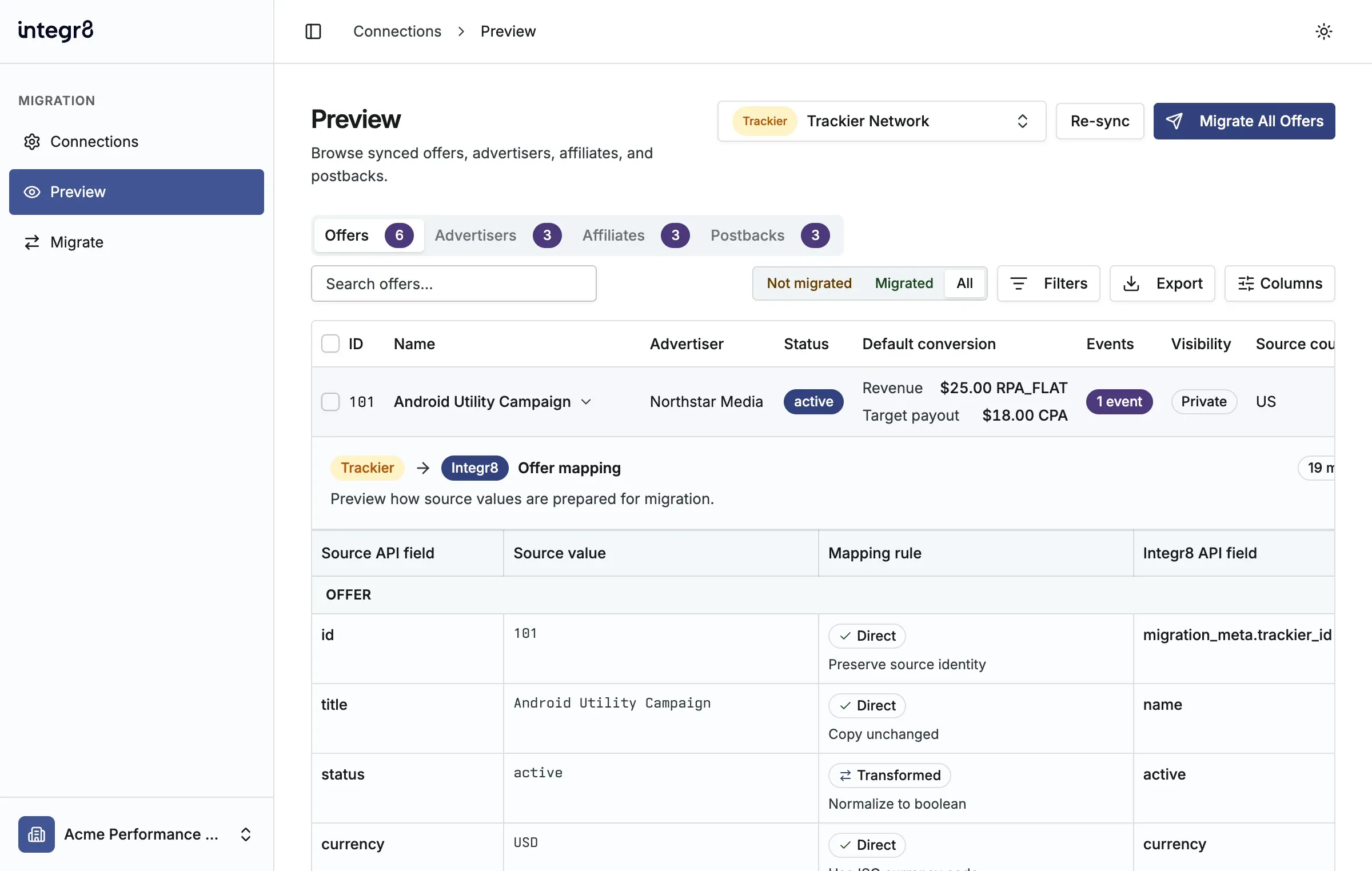 Review Trackier mappings before migration