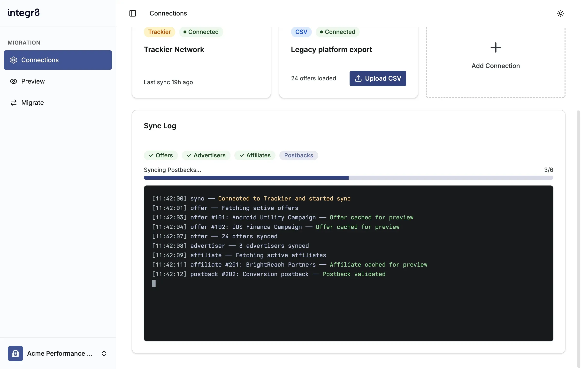 Follow a Trackier sync in the Sync Log