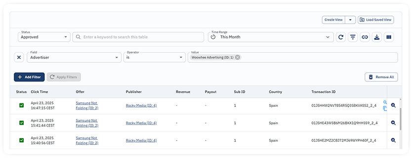 click reports