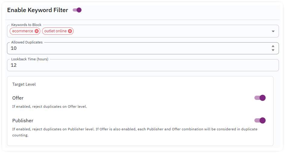 keyword filter