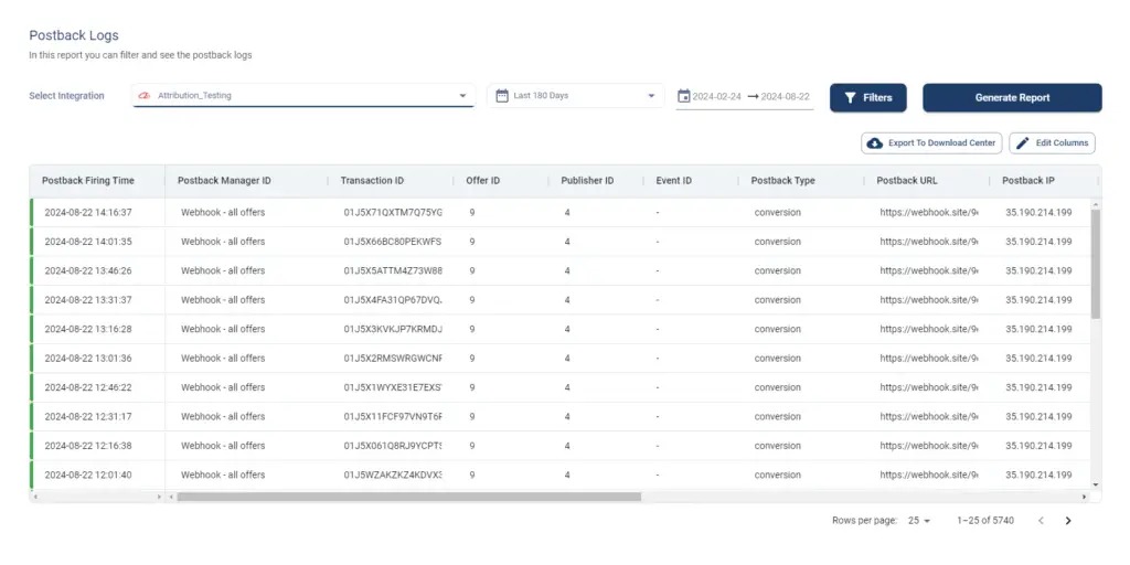 postback logs