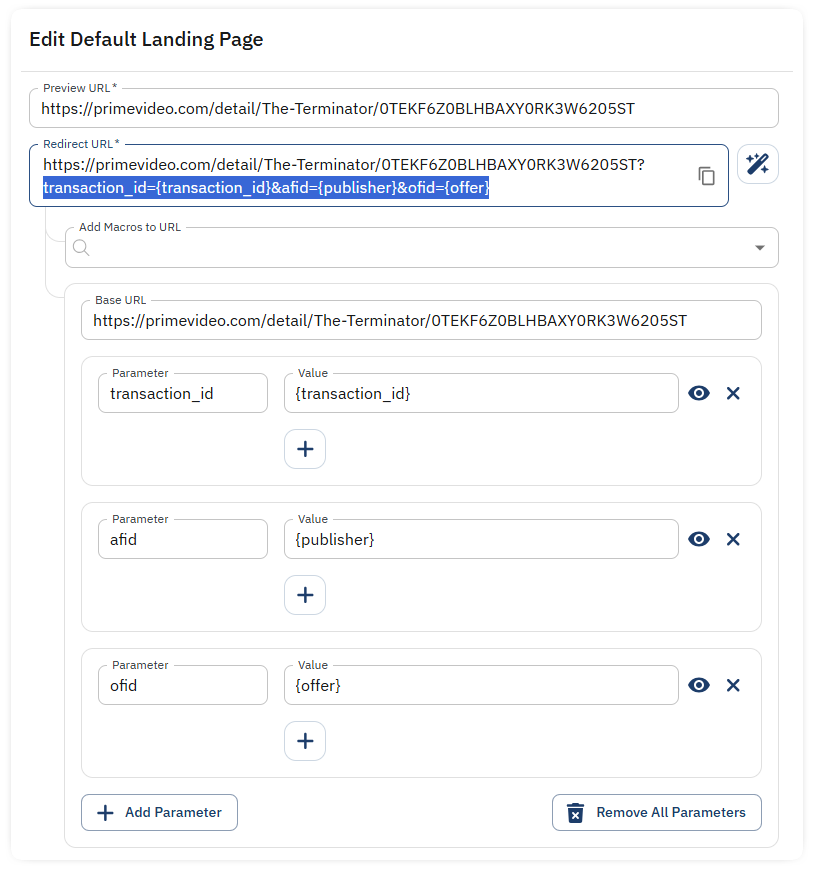 tracking parameter mapping