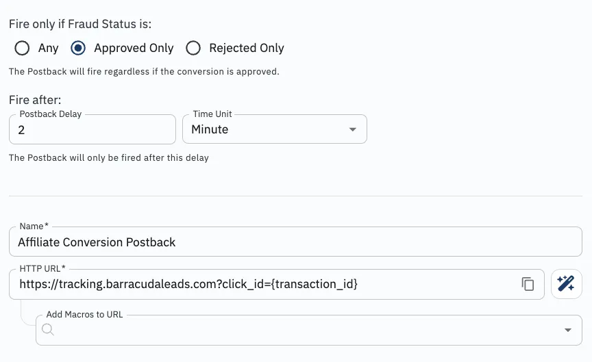 Postback URL Example